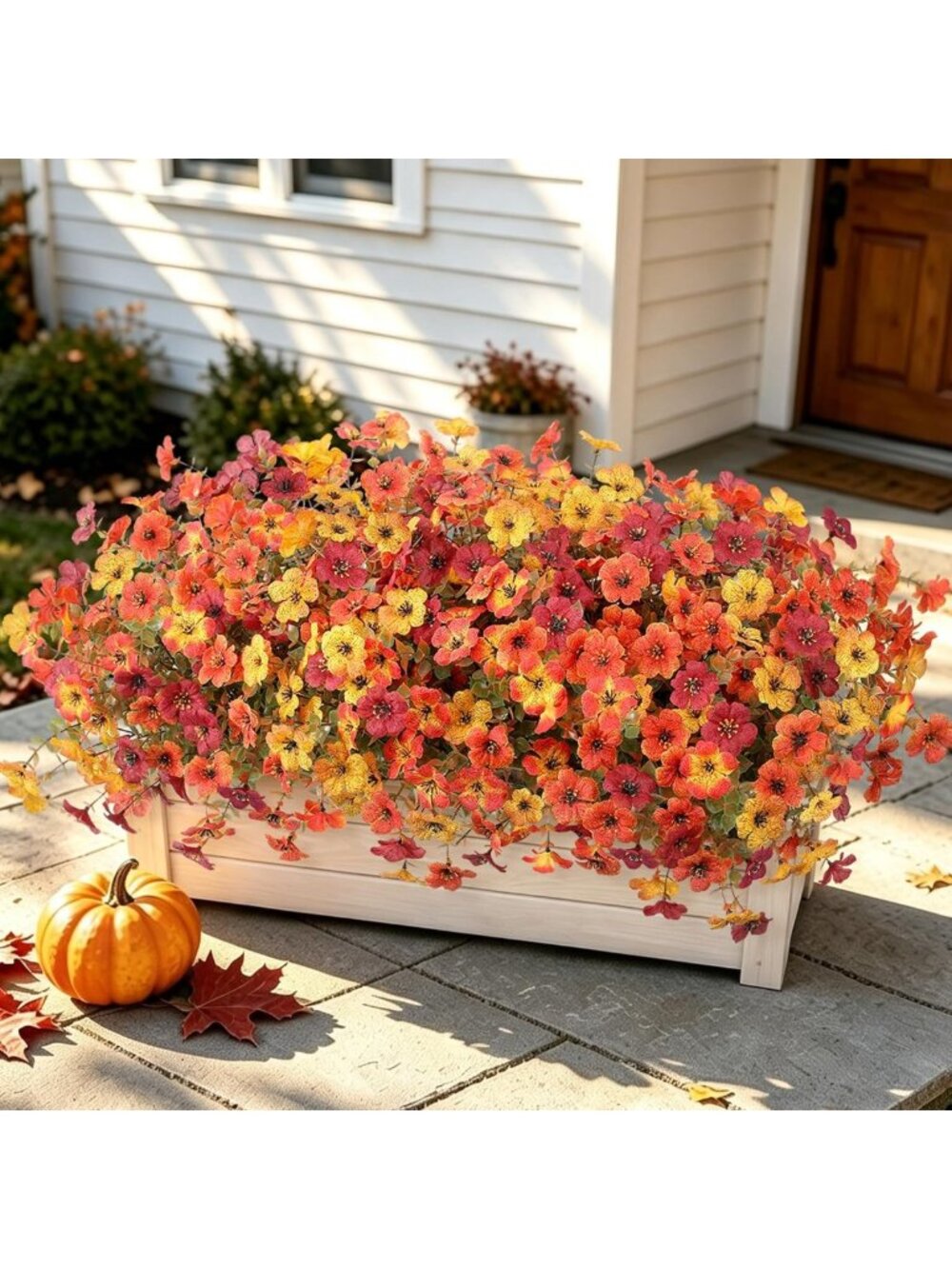 12 Bundles UV Resistant Faux Fall Flowers - Perfect for Outdoor Decor & Garden